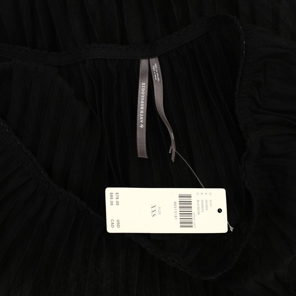 By Anthropologie Sunburst Pleated Sheer Midi Skirt Pull-On Black Solid XL 287491 - Picture 10 of 10